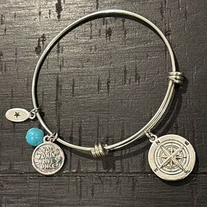 Unwritten YOLO Find Joy in the Journey Globe Travel Silver Charm Bracelet​